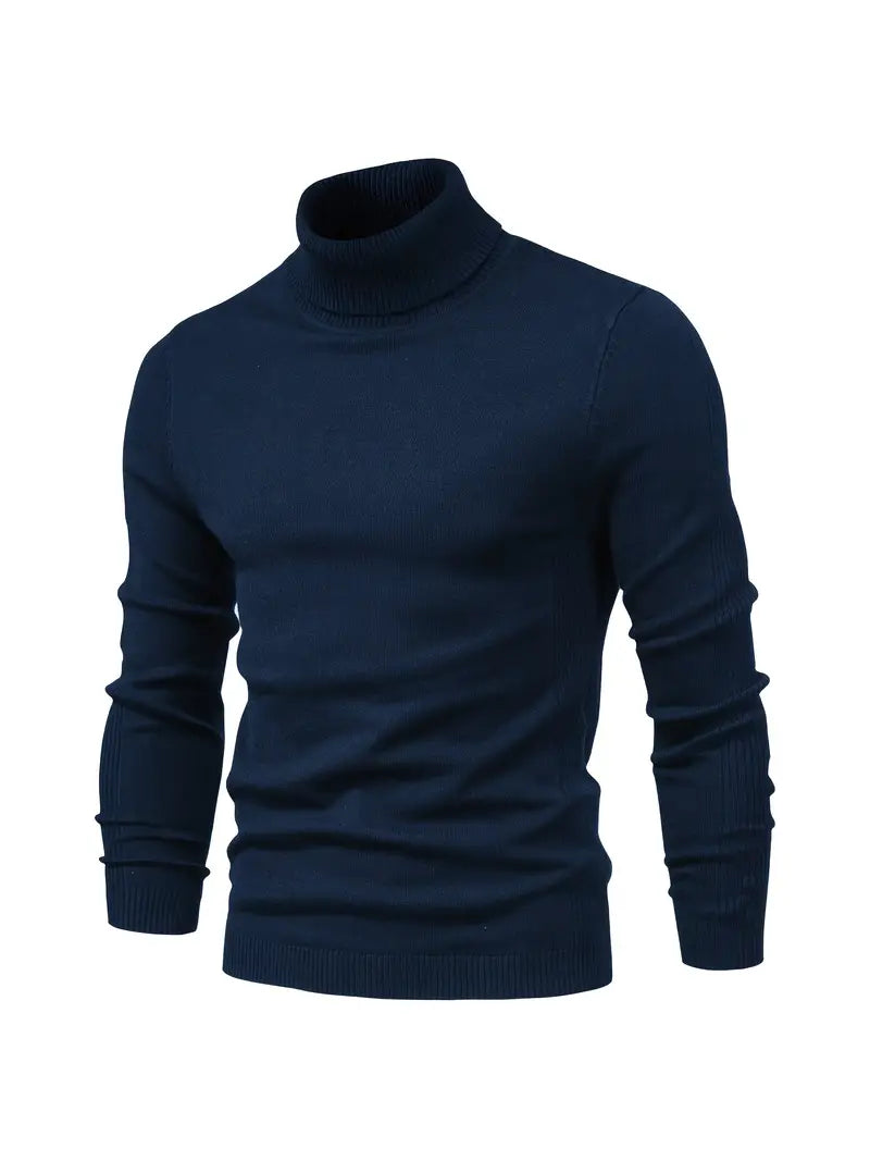 Autumn Turtleneck Sweater Men - Ribbed Finish & Slim Cut