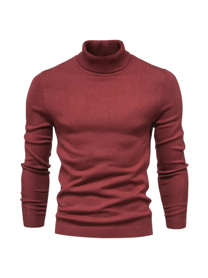Autumn Turtleneck Sweater Men - Ribbed Finish & Slim Cut