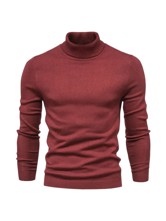 Autumn Turtleneck Sweater Men - Ribbed Finish & Slim Cut