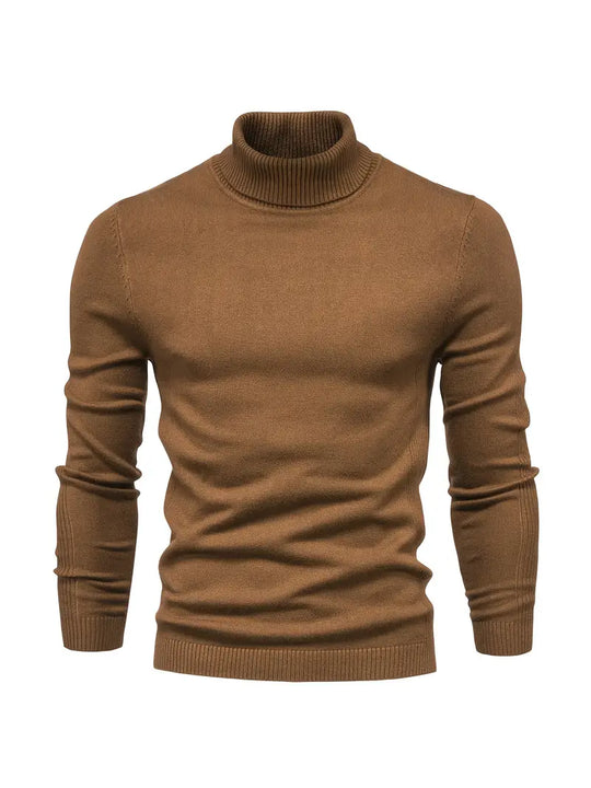 Autumn Turtleneck Sweater Men - Ribbed Finish & Slim Cut