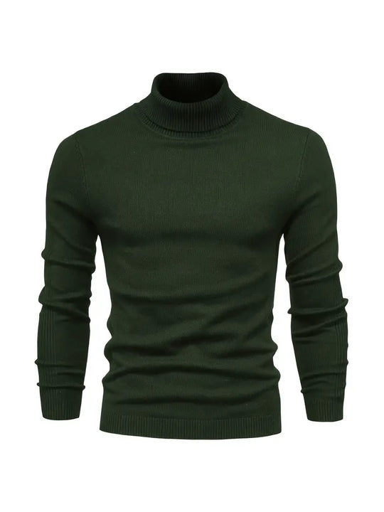 Autumn Turtleneck Sweater Men - Ribbed Finish & Slim Cut