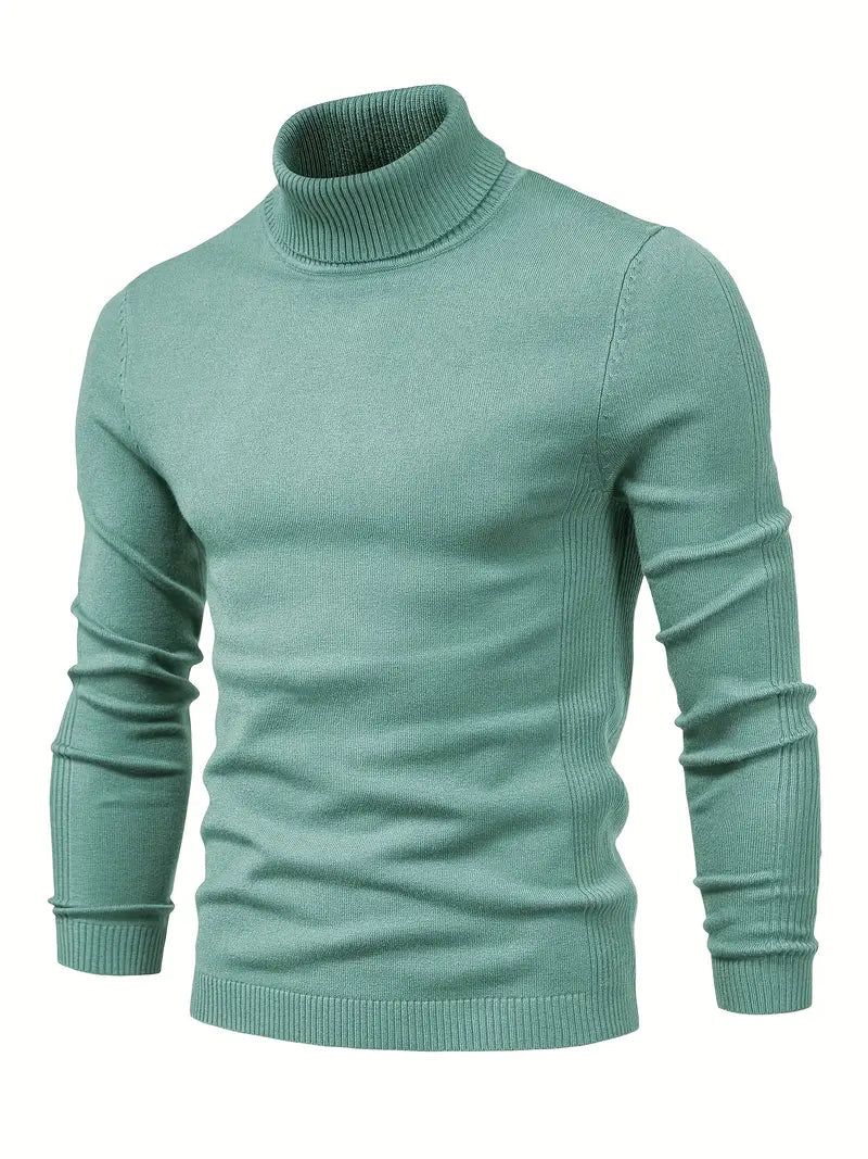 Autumn Turtleneck Sweater Men - Ribbed Finish & Slim Cut