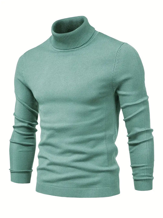 Autumn Turtleneck Sweater Men - Ribbed Finish & Slim Cut