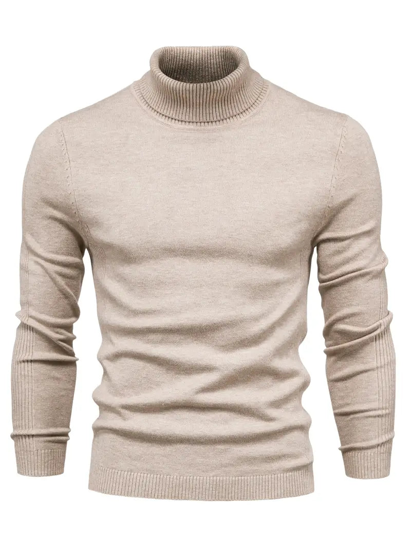 Autumn Turtleneck Sweater Men - Ribbed Finish & Slim Cut