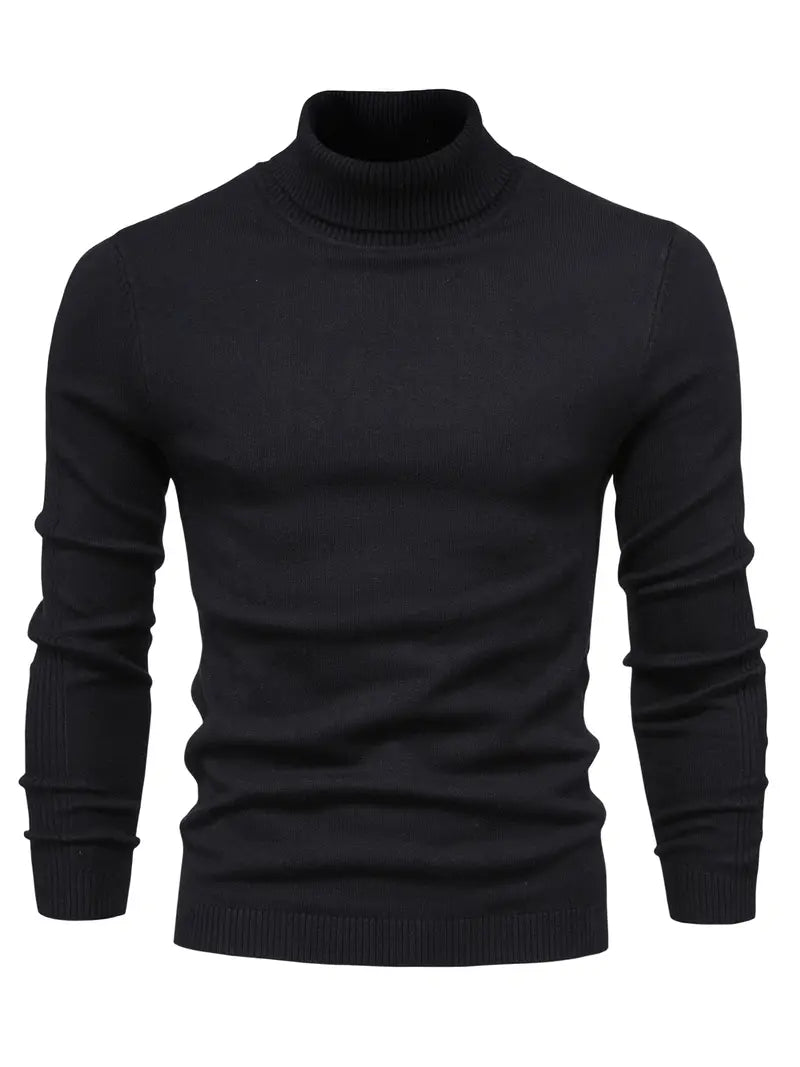 Autumn Turtleneck Sweater Men - Ribbed Finish & Slim Cut