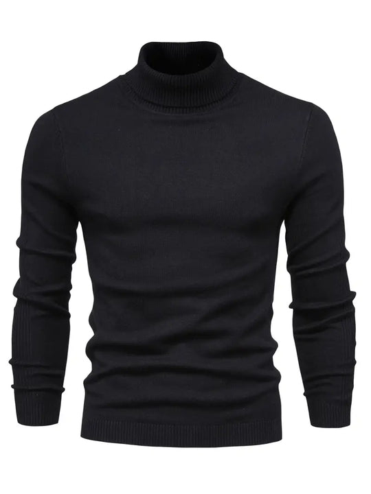 Autumn Turtleneck Sweater Men - Ribbed Finish & Slim Cut