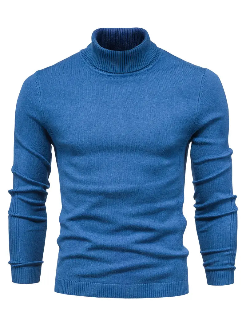 Autumn Turtleneck Sweater Men - Ribbed Finish & Slim Cut