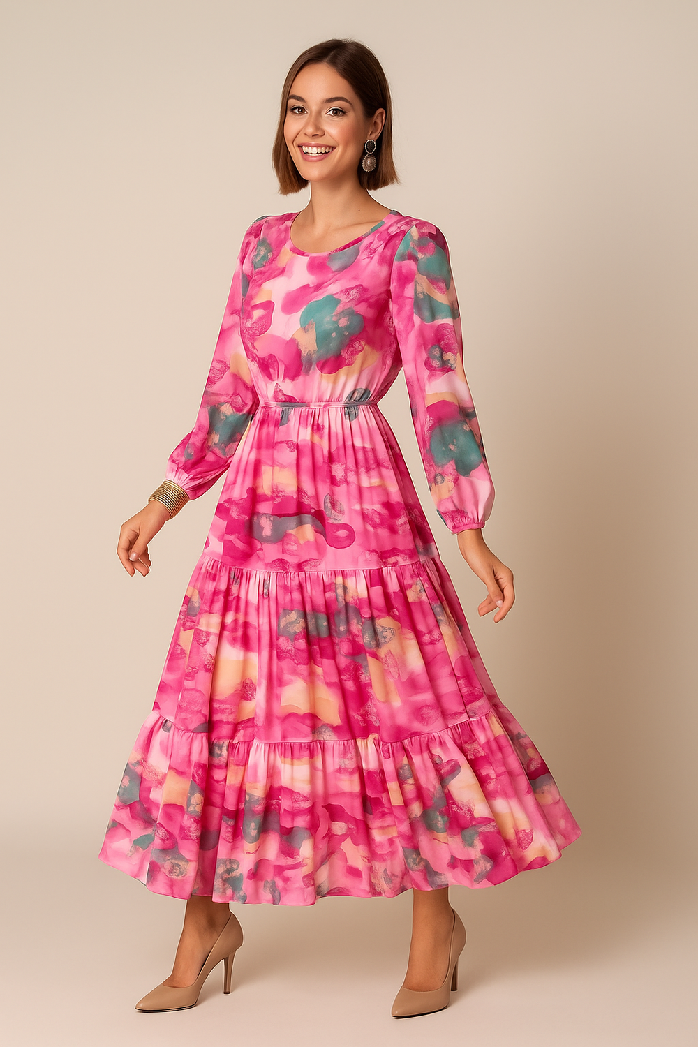 Women's Long Sleeve Summer Midi Dress
