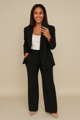 Blazer & Wide-Leg Trousers Set Women – Structured Fit & Subtle Texture