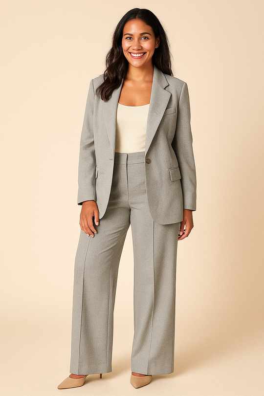 Blazer & Wide-Leg Trousers Set Women – Structured Fit & Subtle Texture