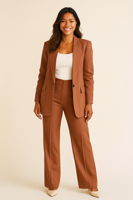 Blazer & Wide-Leg Trousers Set Women – Structured Fit & Subtle Texture