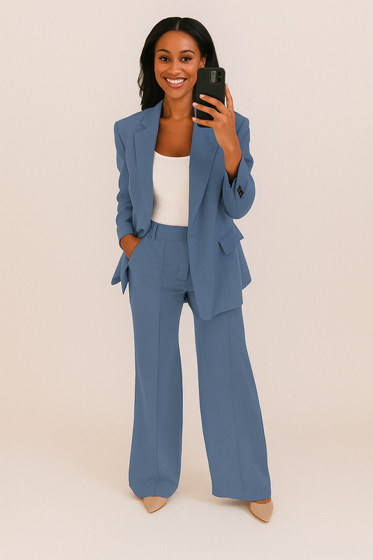 Blazer & Wide-Leg Trousers Set Women – Structured Fit & Subtle Texture