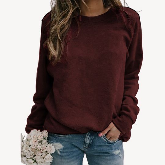 Women's Casual Sweatshirt | Long Sleeve Solid Color Pullover