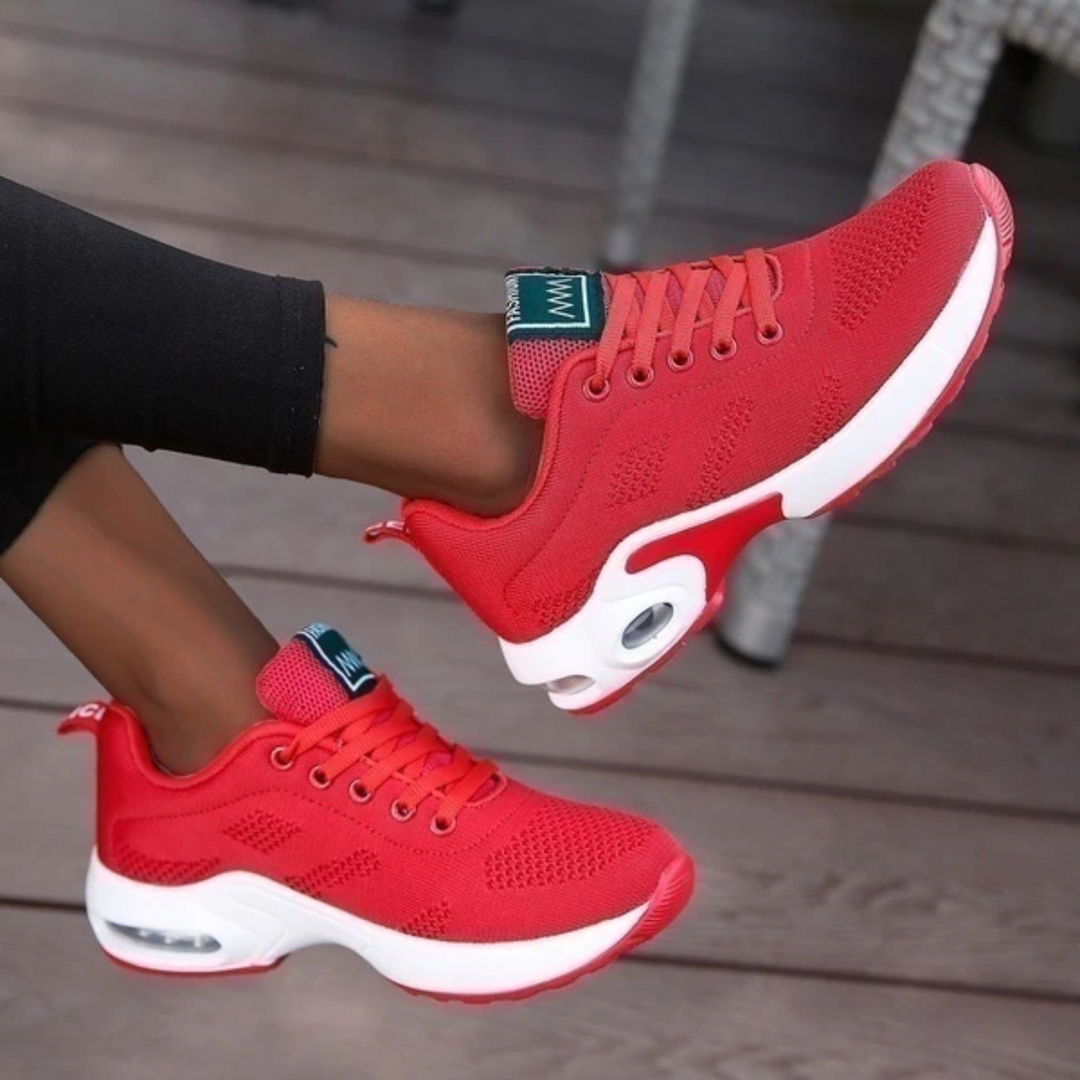 Lace-Up Sneakers for Women - Mesh Upper & Shaped Sole