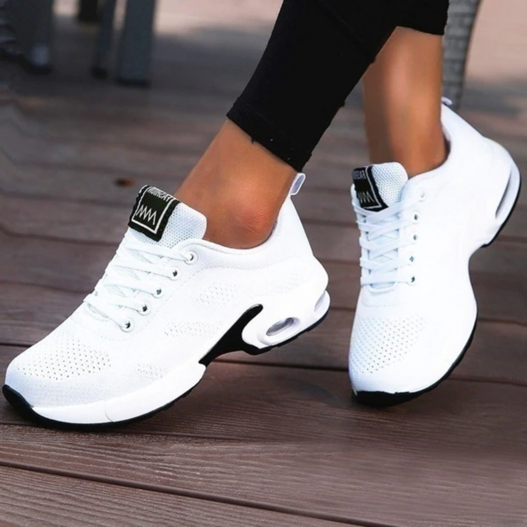 Lace-Up Sneakers for Women - Mesh Upper & Shaped Sole