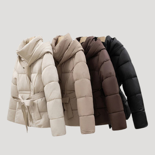 Women's Lined Jacket with Tie Belt | Short Outerwear with Hood
