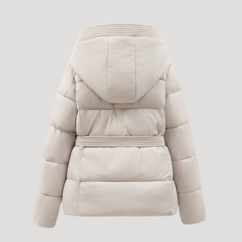 Women's Lined Jacket with Tie Belt | Short Outerwear with Hood