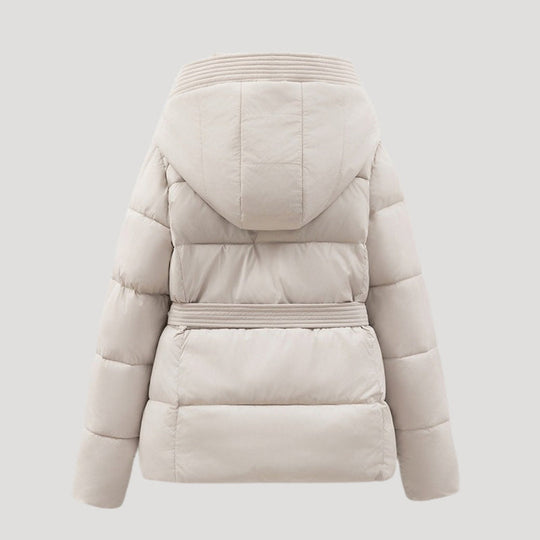 Women's Lined Jacket with Tie Belt | Short Outerwear with Hood