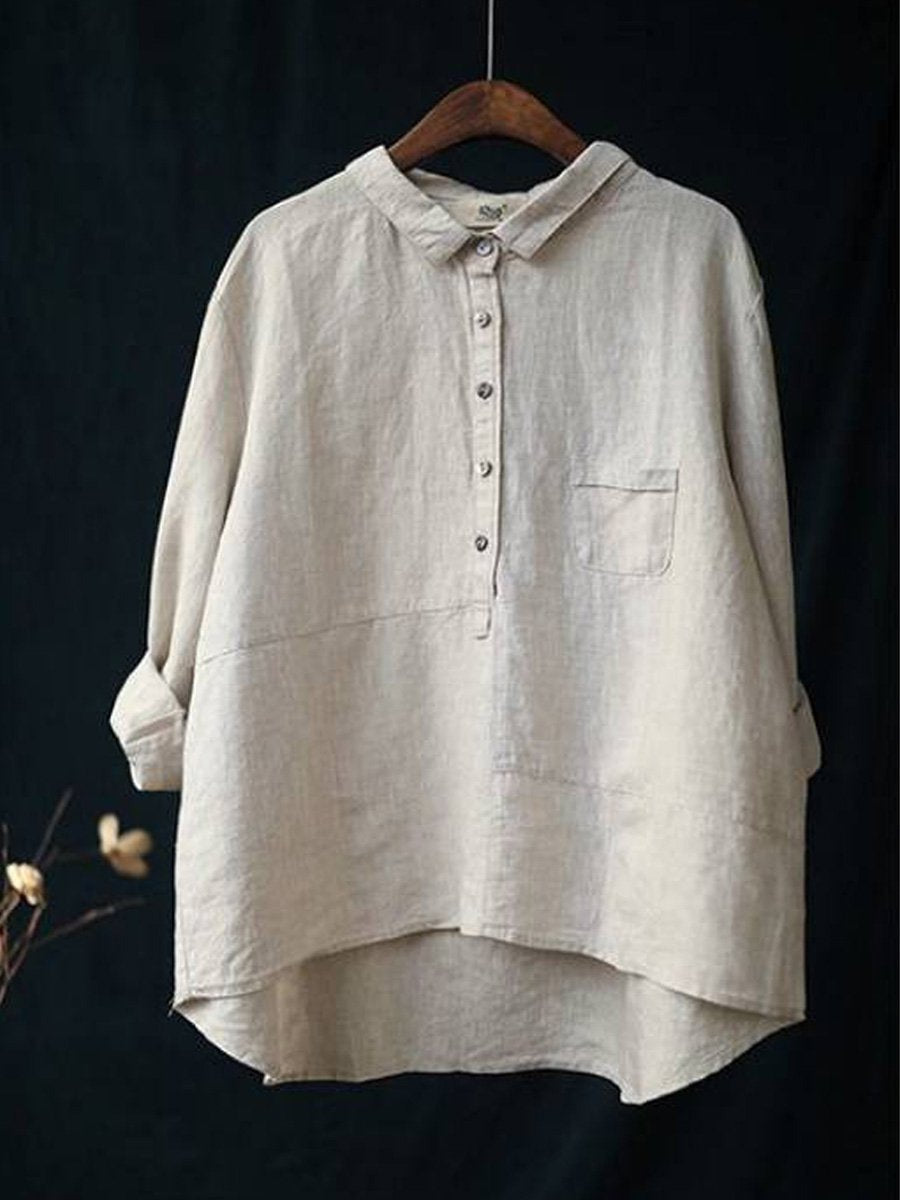 Long-Sleeve Lapel Shirt for Women – Loose-Cut