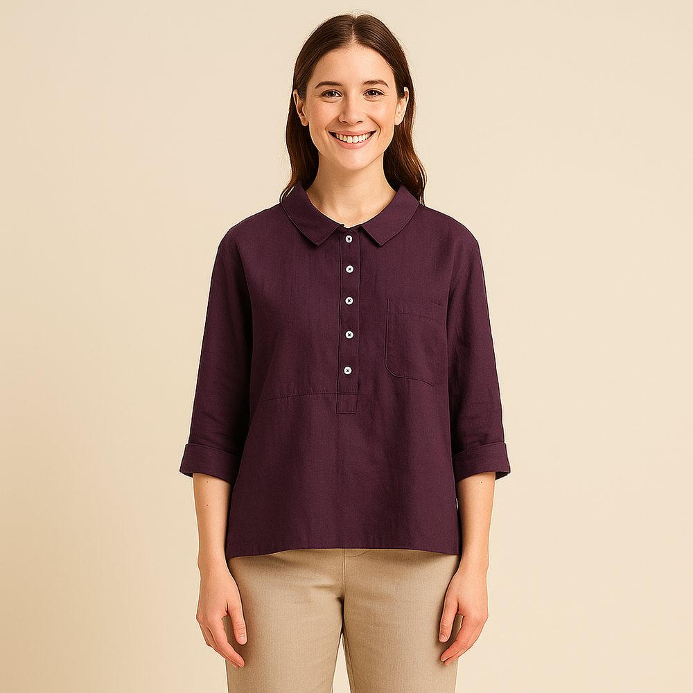 Long-Sleeve Lapel Shirt for Women – Loose-Cut
