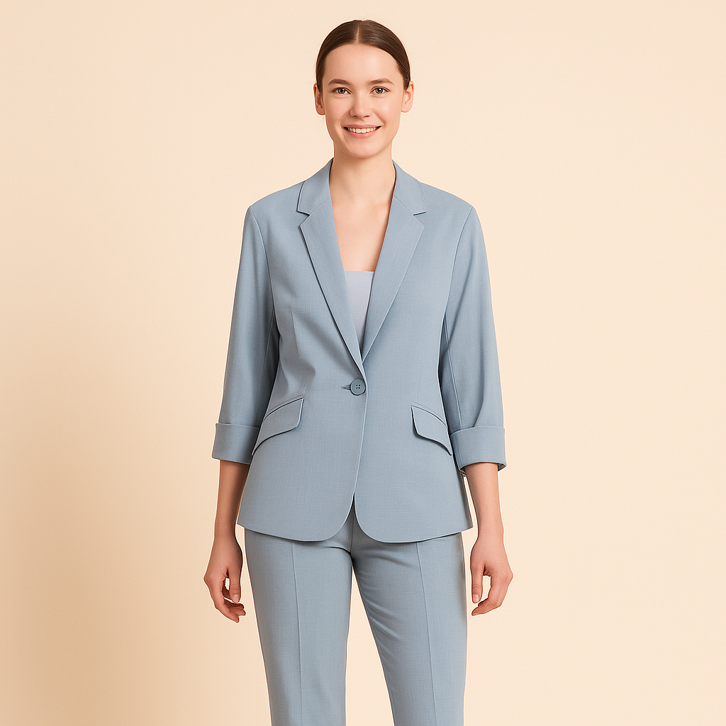 3/4 Sleeve Blazer for Women – Matte Finish & Defined Cut