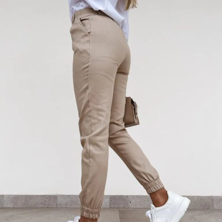 Slim Fit Tapered Pants for Women – Flexible Textile & Elastic Cuffs