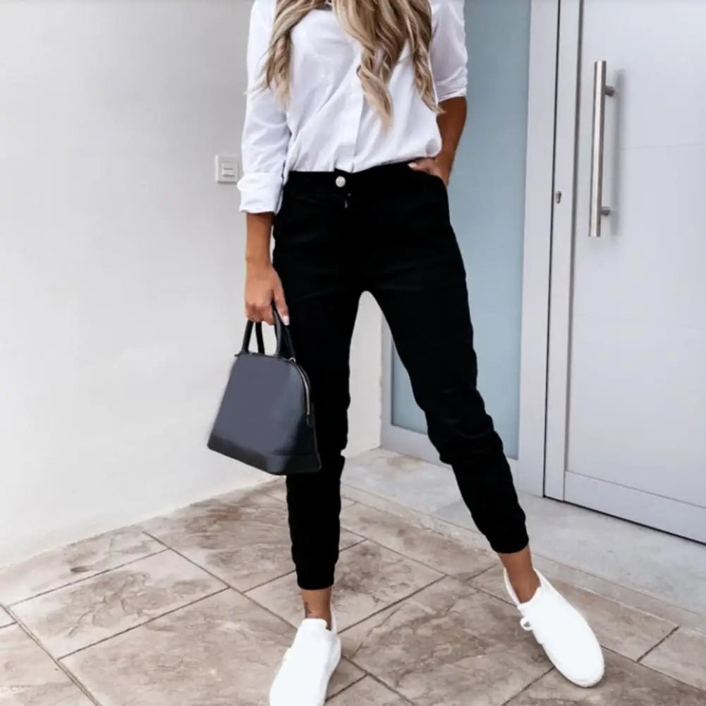 Slim Fit Tapered Pants for Women – Flexible Textile & Elastic Cuffs