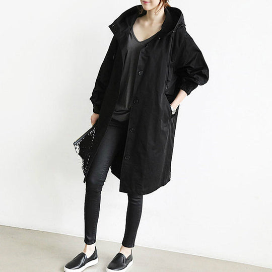 Trenchcoat Jacket for Women – Hooded, Single-Layer Style