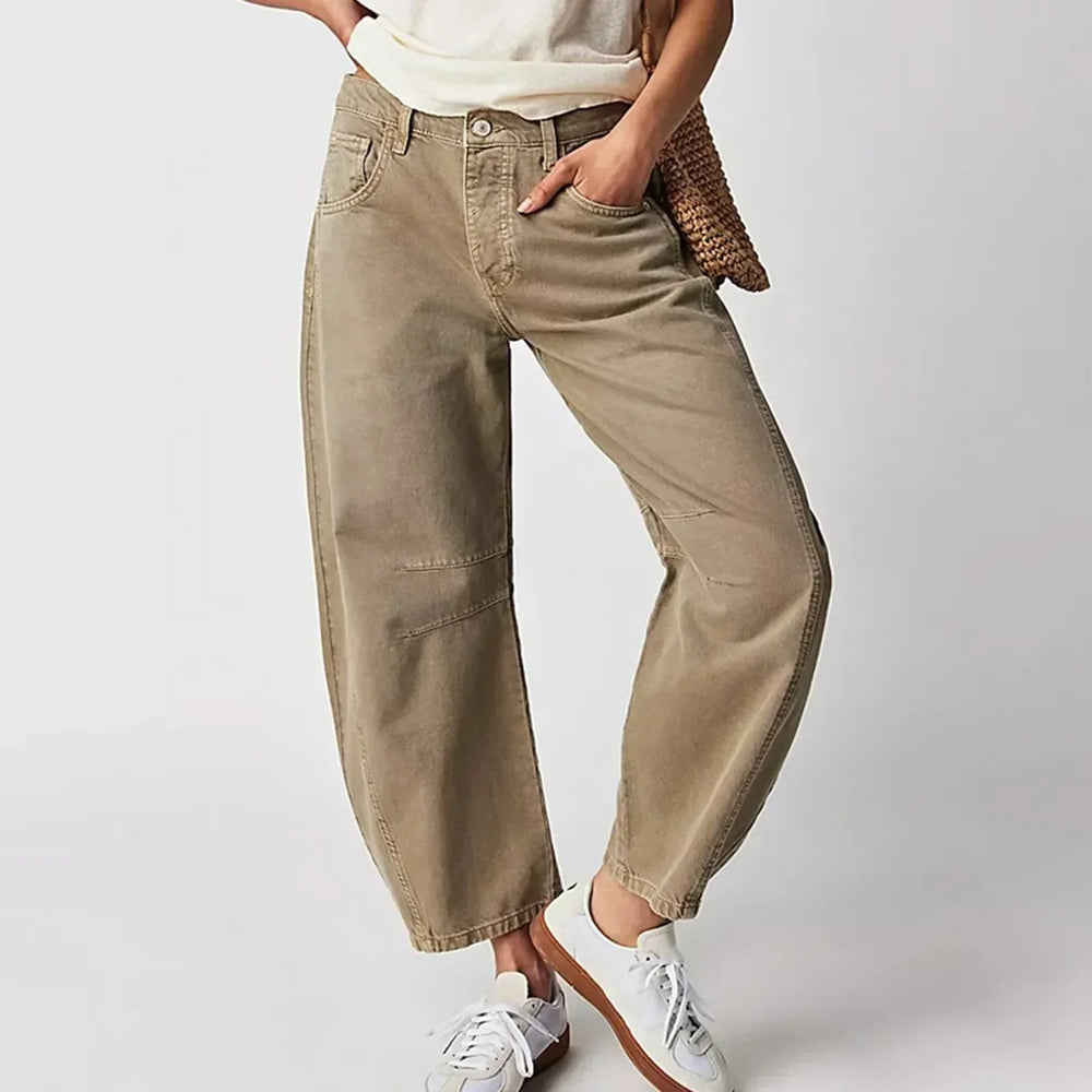 Women’s Wide-Leg Pants - Elastic Waistband & Textured Surface