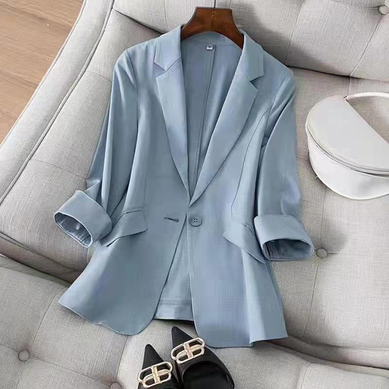 3/4 Sleeve Blazer for Women – Matte Finish & Defined Cut