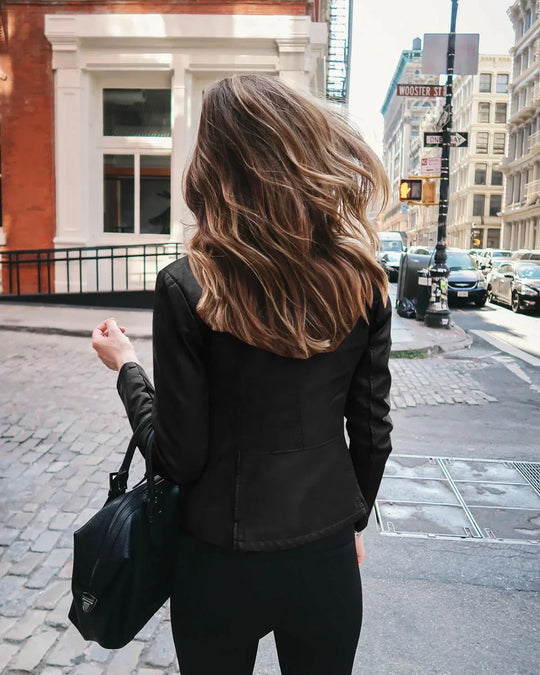 Zip-Up Jacket for Women – Uniform Texture & Shaped Outline