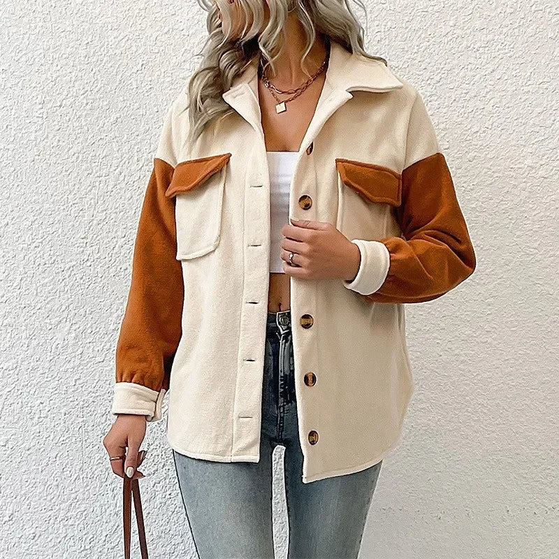 Women's Long Sleeve Jacket with Smooth Surface Look