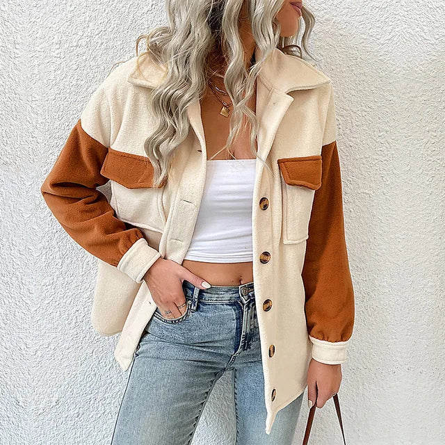 Women's Long Sleeve Jacket with Smooth Surface Look