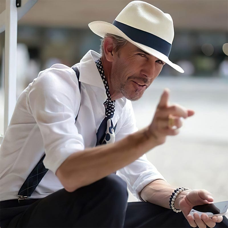 Woven Wide-Brim Panama Hat for Unisex