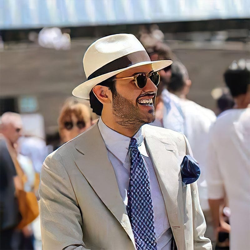 Woven Wide-Brim Panama Hat for Unisex