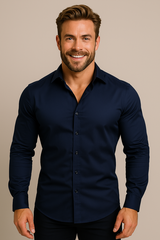 Ráncálló hosszú ujjú ing férfiaknak