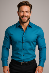 Ráncálló hosszú ujjú ing férfiaknak