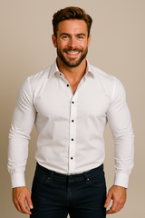 Ráncálló hosszú ujjú ing férfiaknak