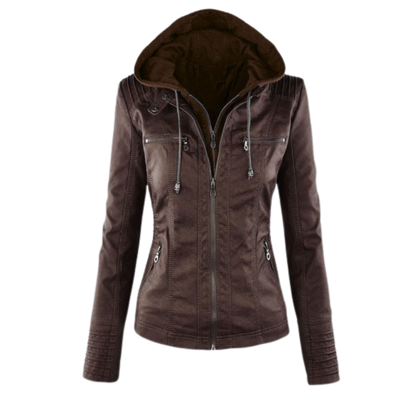 Zip-Up Biker Jacket for Women