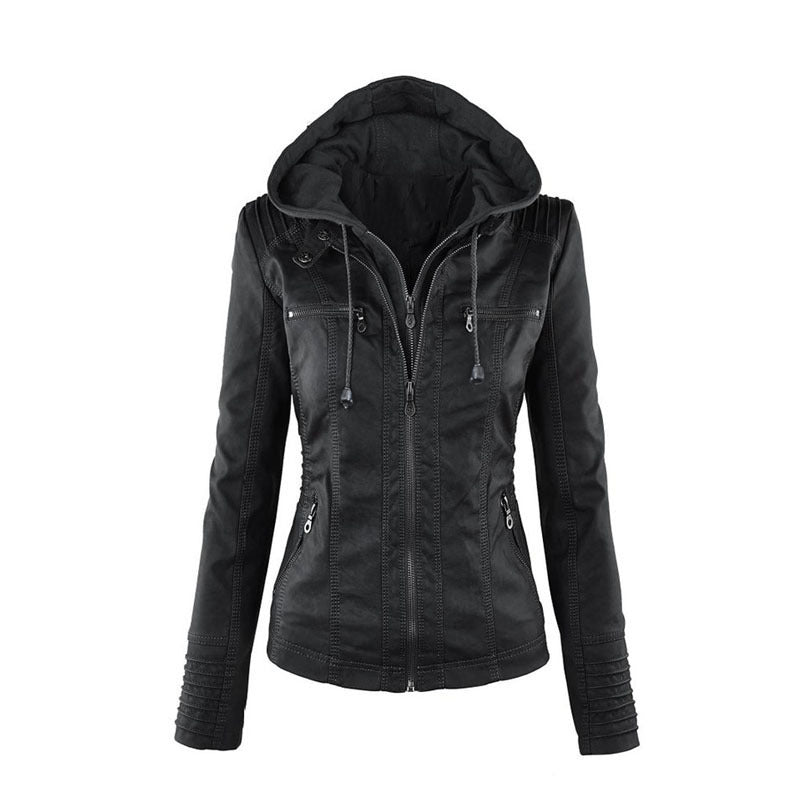 Zip-Up Biker Jacket for Women