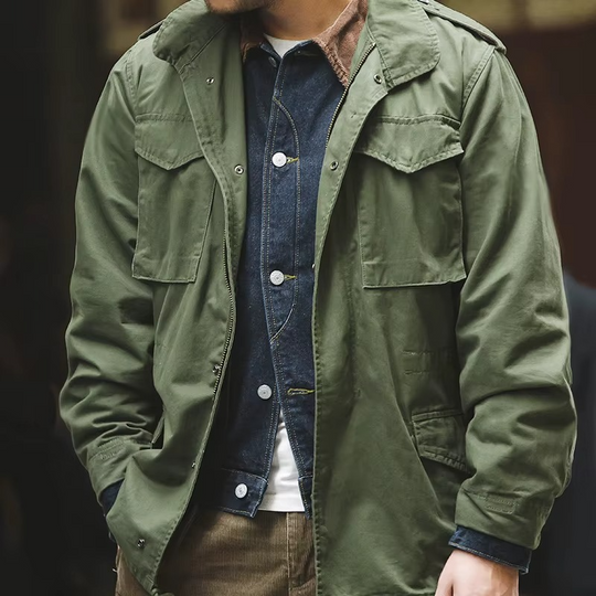 Zip-Up Utility Jacket Men – Matte Finish with Defined Silhouette
