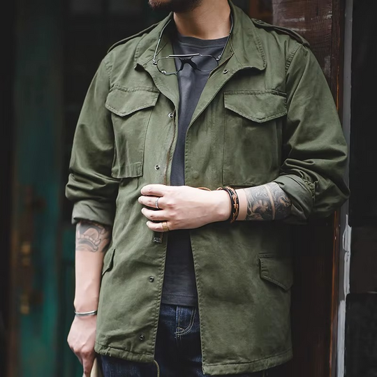 Zip-Up Utility Jacket Men – Matte Finish with Defined Silhouette