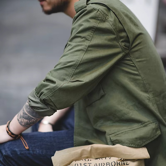 Zip-Up Utility Jacket Men – Matte Finish with Defined Silhouette