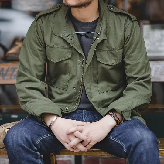 Zip-Up Utility Jacket Men – Matte Finish with Defined Silhouette