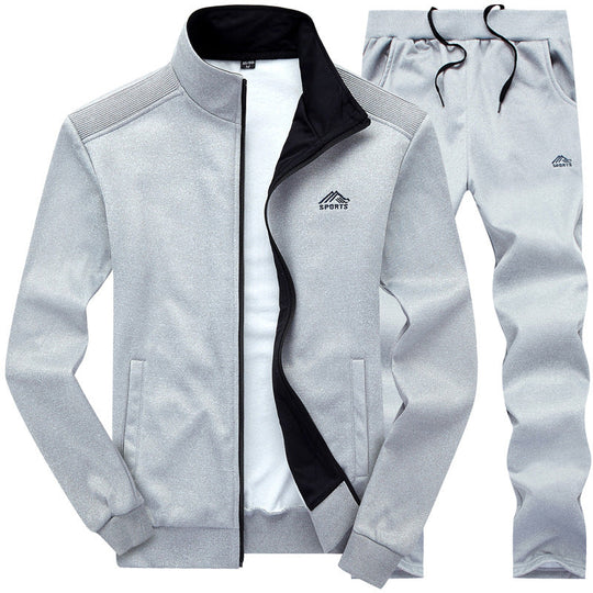 Tracksuit Set with Ribbed Trim for Men