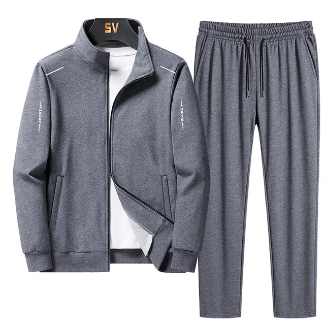 Zip Jacket and Tapered Pants Tracksuit Set for Men