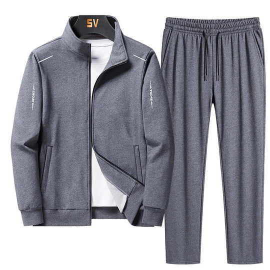 Zip Jacket and Tapered Pants Tracksuit Set for Men