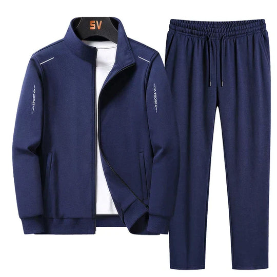 Zip Jacket and Tapered Pants Tracksuit Set for Men