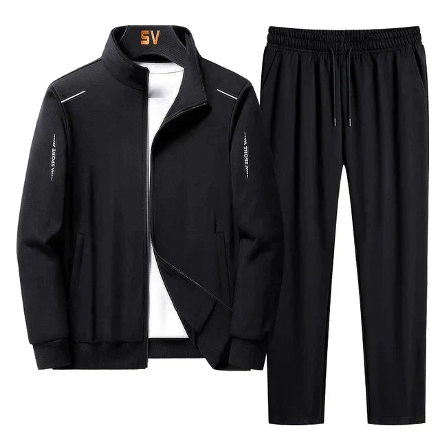 Zip Jacket and Tapered Pants Tracksuit Set for Men