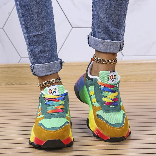 Cazela | Platform Sneakers With Colorful Design - Fashionable and Comfortable